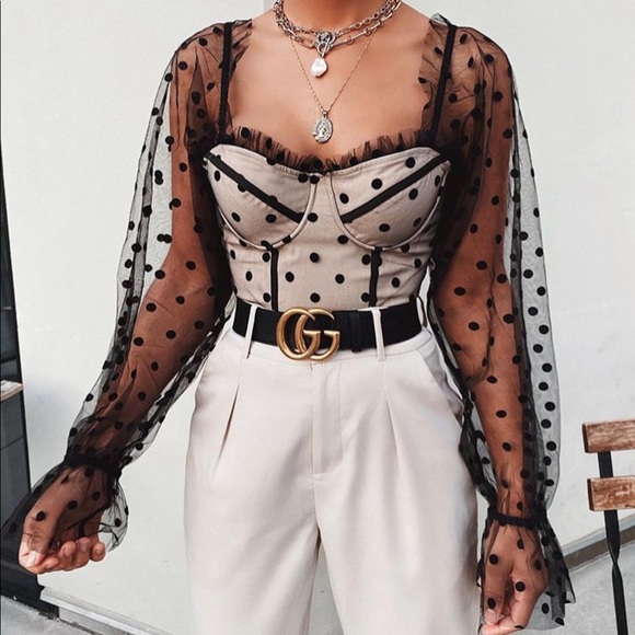 🚨24 HOUR SALE🚨*1 LEFT*Bonjour Polka Dot Crop Top - Picture 2 of 6